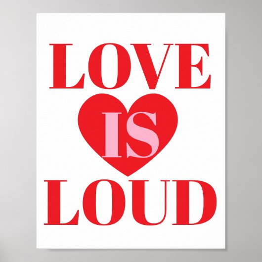 Bold Love Is Loud Valentine’s Day Heart Typography ポスター (正面)