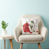 Bold Love Typography with Romantic Red Rose クッション (椅子)