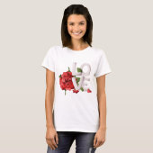 Bold Love Typography with Romantic Red Rose Leaves Tシャツ (正面フル)