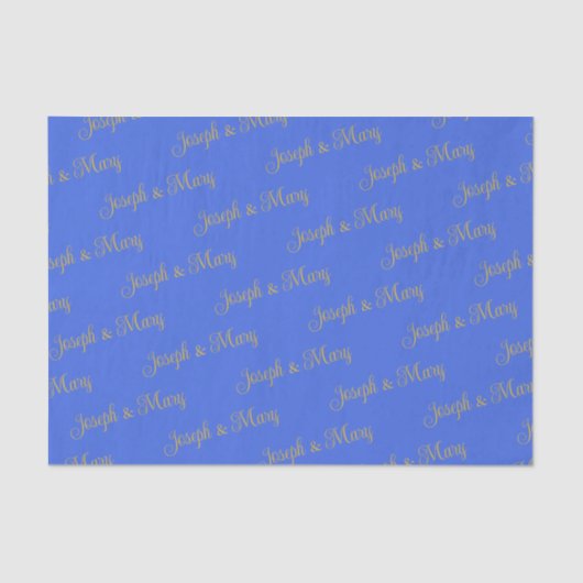 Bold Luxurious Royal Blue & Gold Script Wedding  薄葉紙 (正面)