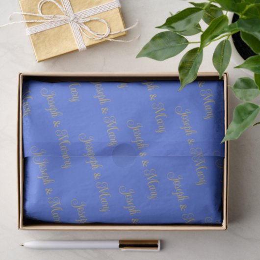 Bold Luxurious Royal Blue & Gold Script Wedding  薄葉紙 (ギフト)