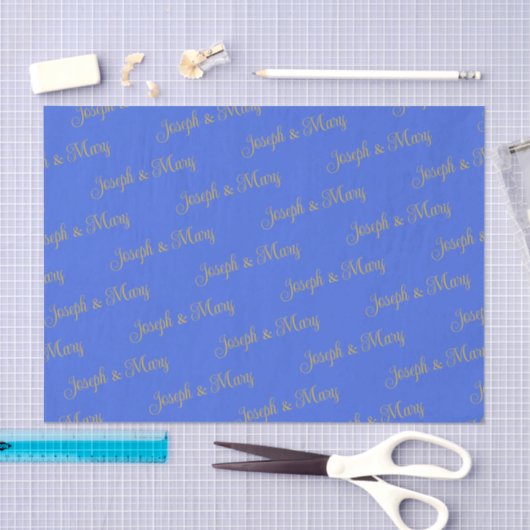 Bold Luxurious Royal Blue & Gold Script Wedding  薄葉紙 (クラフト)