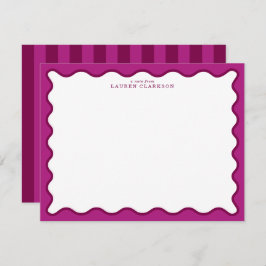 Bold Magenta & Berry Pink Wavy Note Card 招待状