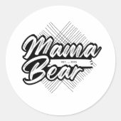 Bold Mama Bear Black & White Design ラウンドシール (正面)