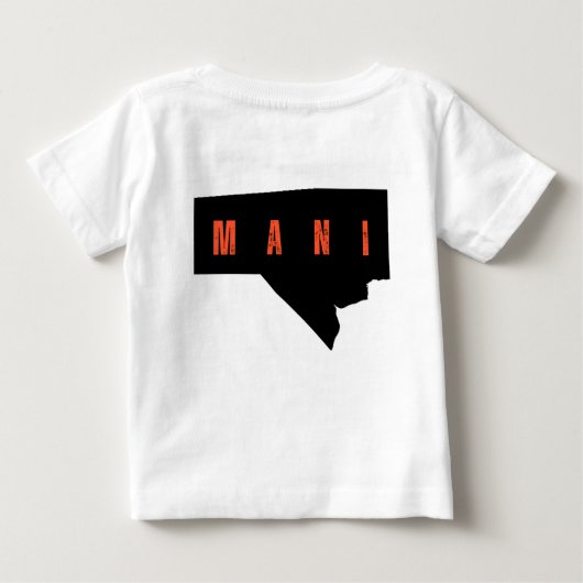 Bold Manitoba Typography Map Shirt ベビーTシャツ (裏面)