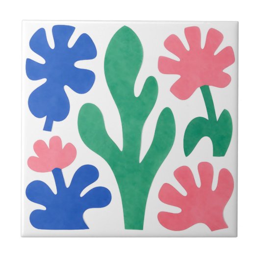 Bold Matisse Style Floral Cutouts タイル (正面)