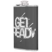 Bold Matte Black Statement Hip Flask GET READY フラスク (左)