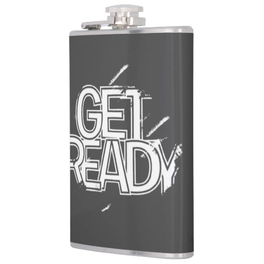 Bold Matte Black Statement Hip Flask GET READY フラスク (左)