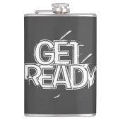 Bold Matte Black Statement Hip Flask GET READY フラスク (正面)