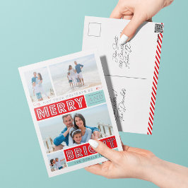 Bold Merry & Bright Holiday Silver Foil Postcard 箔シーズンポストカード