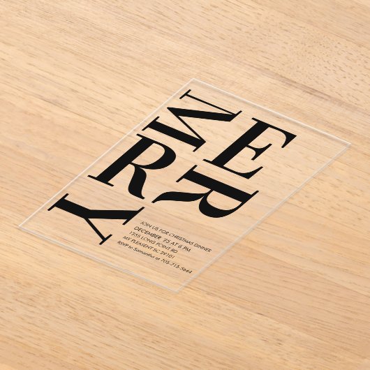 Bold MERRY Christmas Modern  アクリル招待状 (レイダウン)