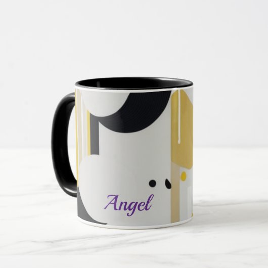 Bold Mid-Century Modern Abstract Geometric Art マグカップ (正面左)