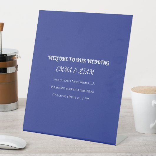 Bold Minimal Wedding Invite in Deep Blue 台座サイン (インサイチュ)
