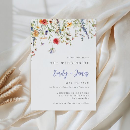 Bold Minimal Wildflower Wedding Invitation 招待状