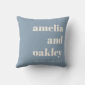 Bold Minimalist Dusty Blue Retro Custom Wedding クッション (裏面)