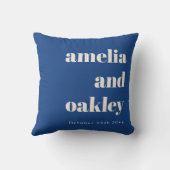 Bold Minimalist French Blue Retro Custom Wedding クッション (裏面)