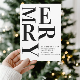 Bold Minimalist Merry Christmas Dinner 招待状