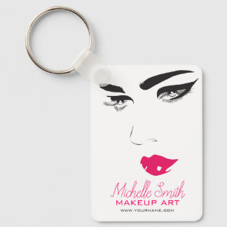 Bold Minimalist Pink Black Modern Makeup Artist QR キーホルダー