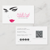 Bold Minimalist Pink Black Modern Makeup Artist QR 名刺 (正面/裏面)