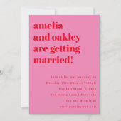 Bold Minimalist Pink Red Retro Wedding Website 招待状 (正面)