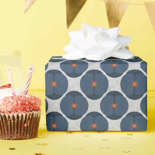 Bold Minimalist Poppy Textured Floral Blue ラッピングペーパー (誕生日パーティー)