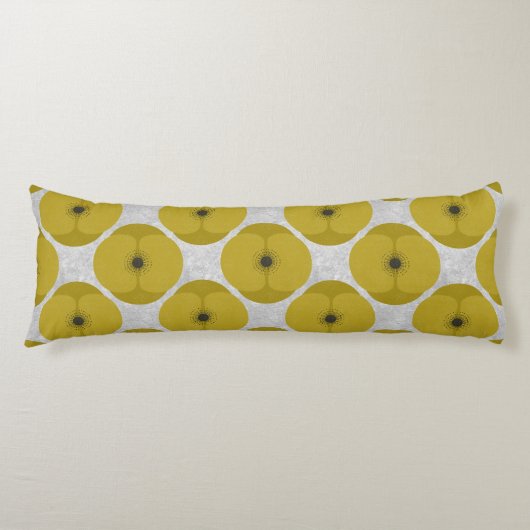 Bold Minimalist Poppy Textured Floral Yellow ボディピロー (正面)