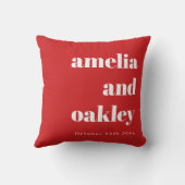 Bold Minimalist Red and White Retro Custom Wedding クッション (裏面)