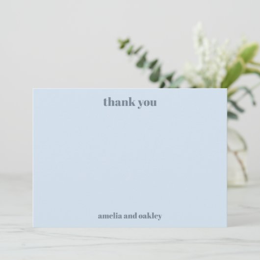 Bold Minimalist Soft Blue Retro Custom Wedding サンキューカード (スタンド正面)