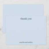 Bold Minimalist Soft Blue Retro Custom Wedding サンキューカード (正面/裏面)