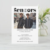 Bold Moderm Twins Sibling Seniors Grads Caps TMF26 招待状 (スタンド正面)