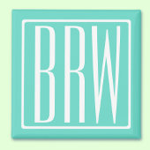 Bold Modern 3 Initials Monogram | White On Aqua マグネット