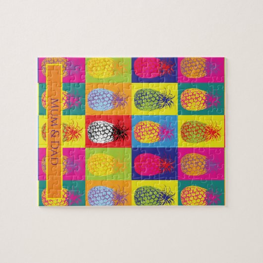 Bold Modern Art Pineapple Pop Art Pattern ジグソーパズル (横)