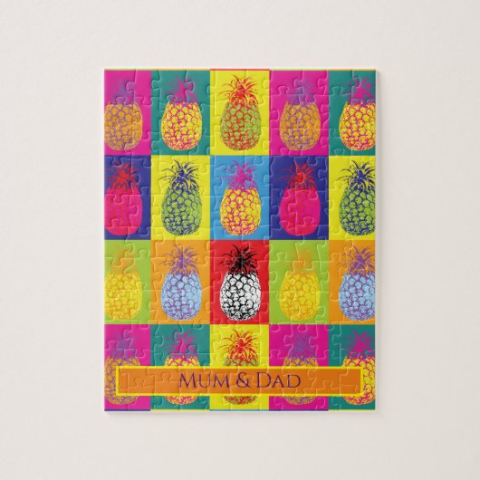 Bold Modern Art Pineapple Pop Art Pattern ジグソーパズル (縦)