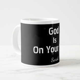 Bold Modern Black Name Faith God Is On Your Side  ジャンボコーヒーマグカップ