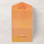 Bold Modern Chic Orange Sunset Monogram Wedding オールインワン招待状 (外側)
