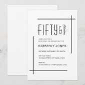 Bold Modern Fifty & Fabulous 50th Birthday Party 招待状 (正面/裏面)