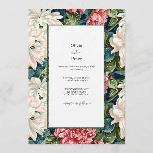Bold Modern Floral Wedding Invitation 招待状 (正面)