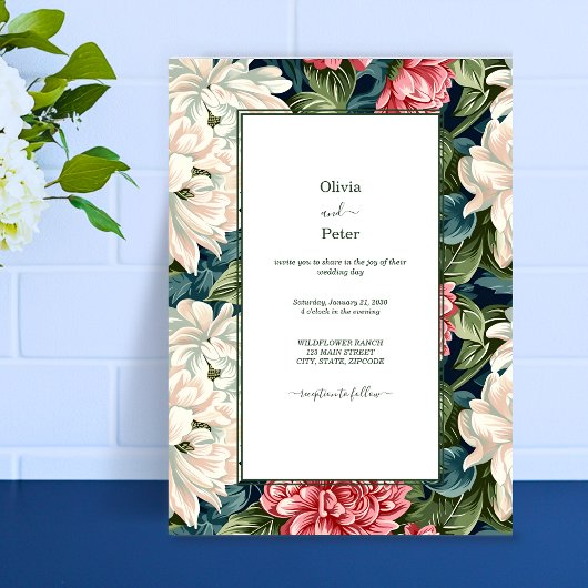 Bold Modern Floral Wedding Invitation 招待状