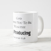 Bold Modern "God wants you to be wealthy" Faith ジャンボコーヒーマグカップ (正面右)