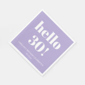 Bold Modern Lavender Purple 30th Birthday Party スタンダードランチョンナプキン (角)