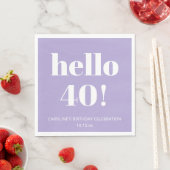 Bold Modern Lavender Purple 40th Birthday Party スタンダードランチョンナプキン (インサイチュ)