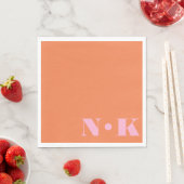 Bold Modern Monogram Initials Pink Orange Wedding スタンダードランチョンナプキン (インサイチュ)