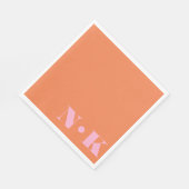 Bold Modern Monogram Initials Pink Orange Wedding スタンダードランチョンナプキン (角)
