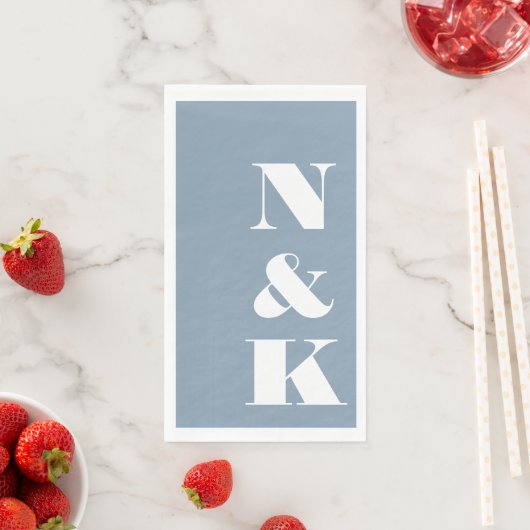 Bold Modern Monogram Initials Wedding Dusty Blue (インサイチュ)