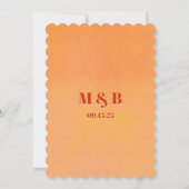 Bold Modern Orange Sunset Monogram Wedding 招待状 (裏面)