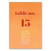 Bold Modern Orange Sunset Seating Chart Wedding テーブルナンバー (裏面)