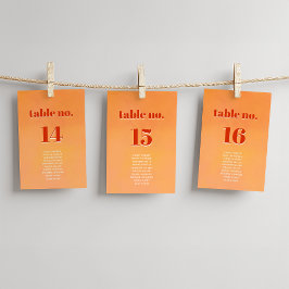 Bold Modern Orange Sunset Seating Chart Wedding テーブルナンバー