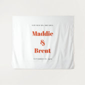 Bold Modern Orange Typography Wedding Backdrop タペストリー (正面(横))