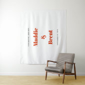 Bold Modern Orange Typography Wedding Backdrop タペストリー (インサイチュ)