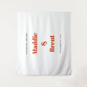 Bold Modern Orange Typography Wedding Backdrop タペストリー (正面)